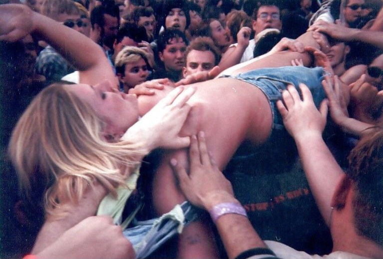Topless Crowd Surfing