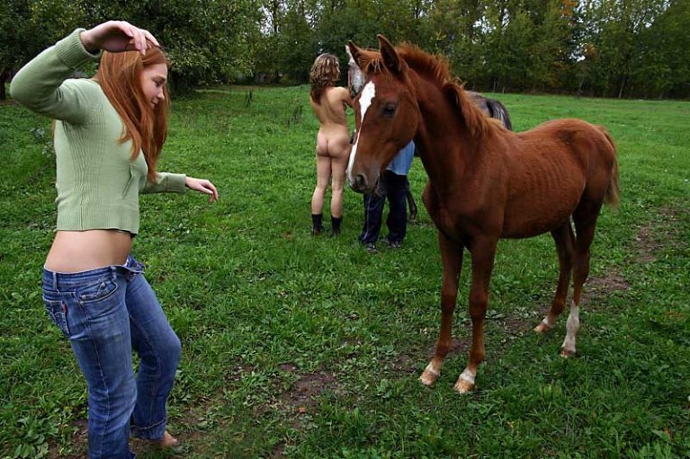 Carol bareback riding with Linda and friend